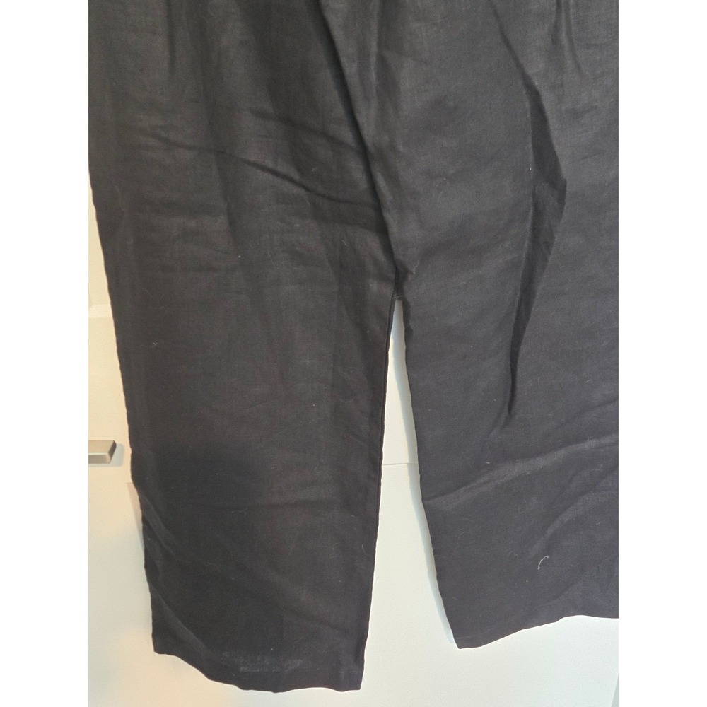 Reformation Mason Linen Pleated High Waist Wide Leg Trouser Black Size 0 - Picture 8 of 15
